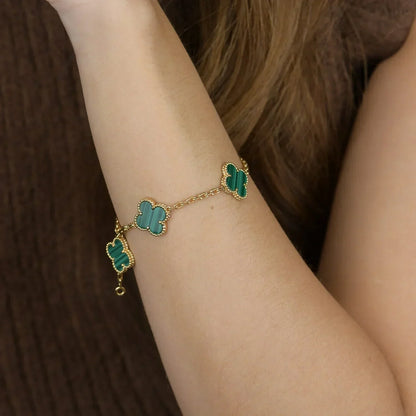 [⭐Veyra] CLOVER 5 MOTIF MALACHITE BRACELET COLLECTION