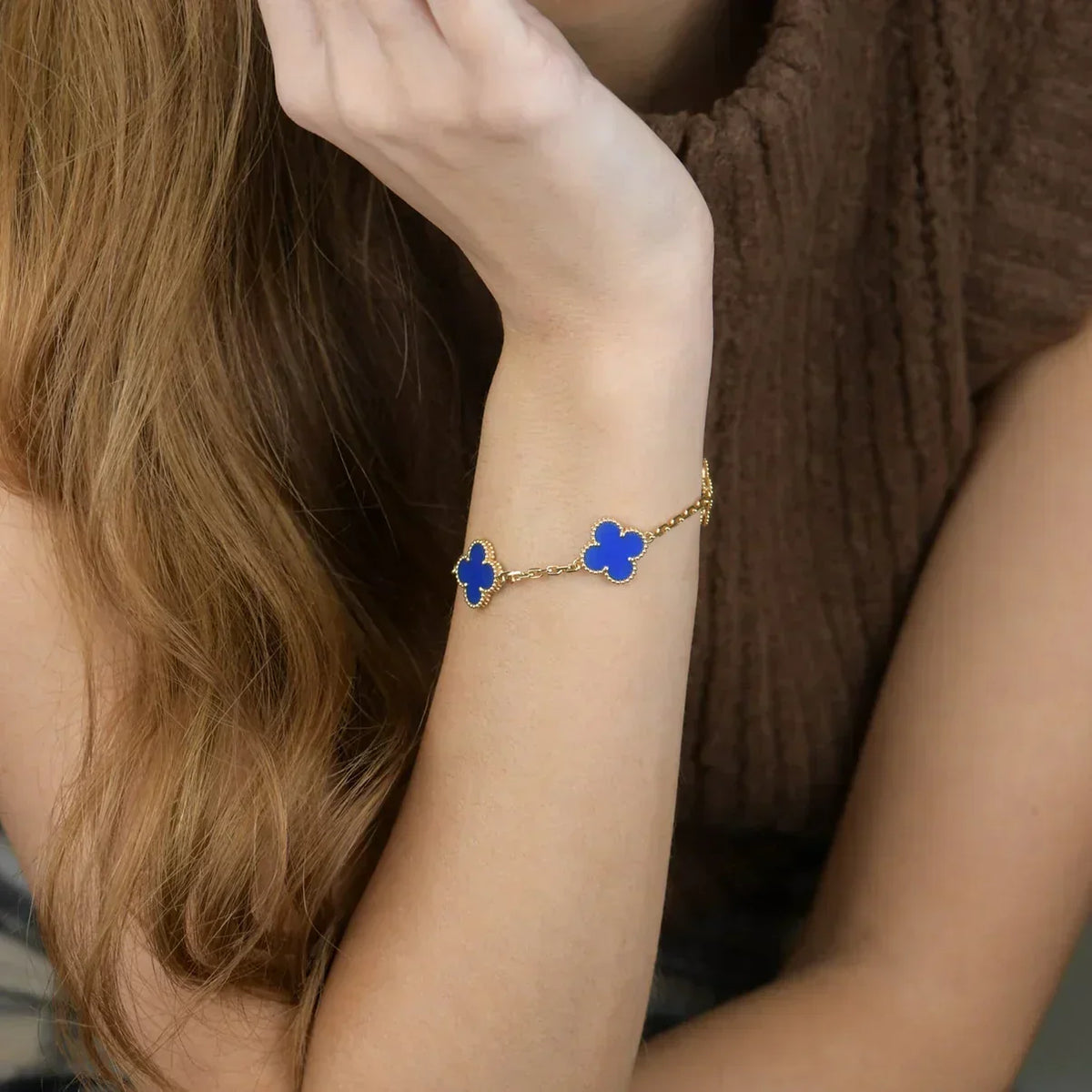 [⭐Veyra] CLOVER 5 MOTIF BLUE AGATE BRACELET COLLECTION