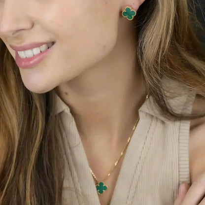 [⭐Veyra]CLOVER MINI 9.5MM MALACHITE  EARRINGS