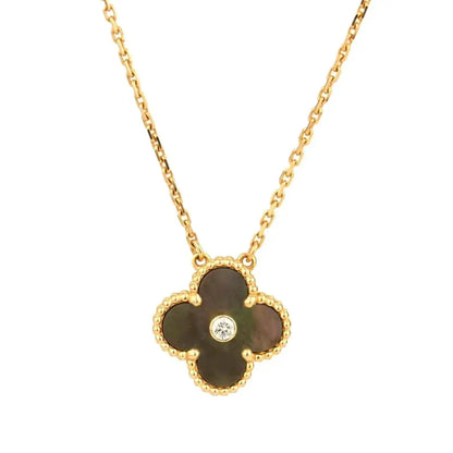 [⭐Veyra]CLOVER 15MM DIAMOND AND MOTHER-OF-GREY NECKLACE
