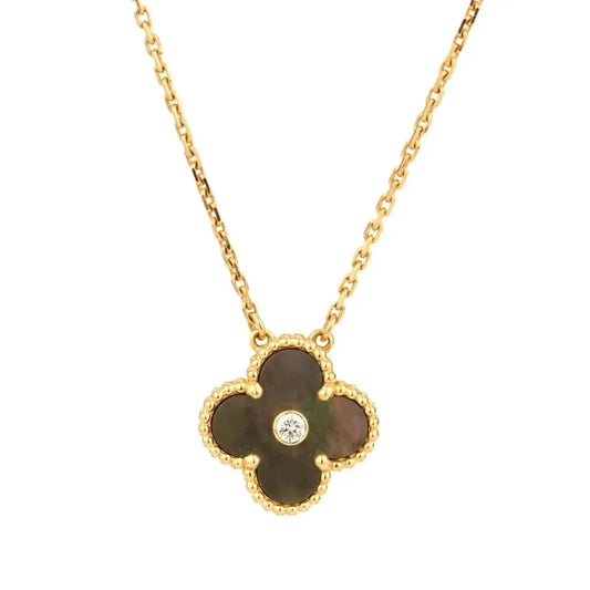 [⭐Veyra]CLOVER 15MM DIAMOND AND MOTHER-OF-GREY NECKLACE