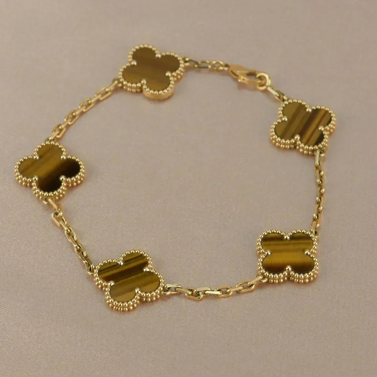 [⭐Veyra] CLOVER 5 MOTIFS TIGER EYE BRACELET COLLECTION
