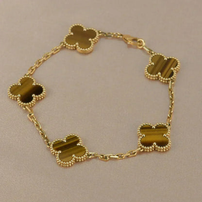 [⭐Veyra] CLOVER 5 MOTIFS TIGER EYE BRACELET COLLECTION