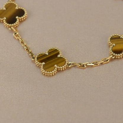 [⭐Veyra] CLOVER 5 MOTIFS TIGER EYE BRACELET COLLECTION