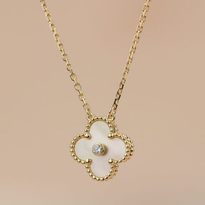 [⭐Veyra]CLOVER 15MM DIAMOND GOLD MOTHER OF PEARL NECKLACE