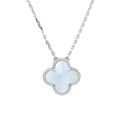 [⭐Veyra]CLOVER  15MM WHITE MOTHER-OF-PEARL SILVER