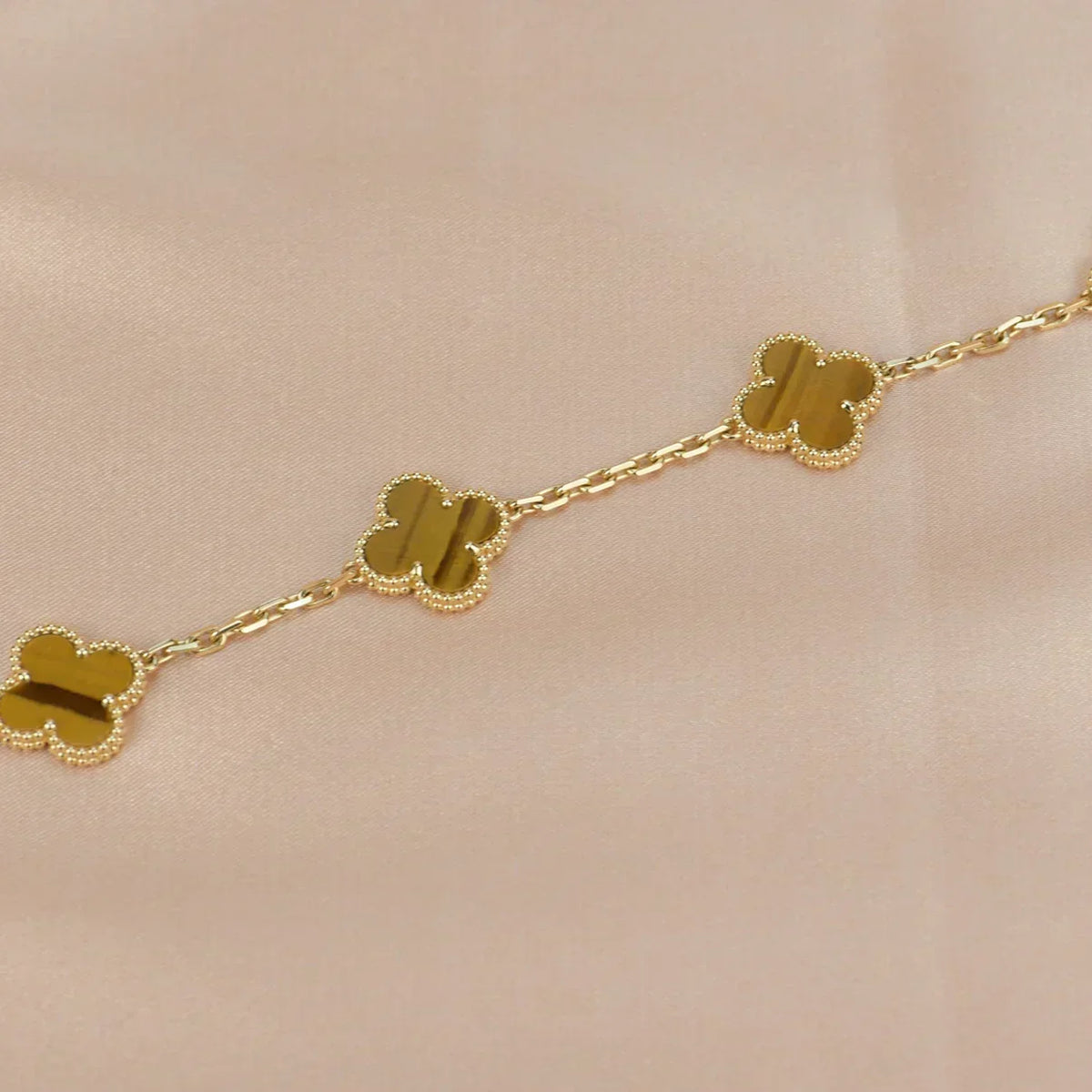 [⭐Veyra] CLOVER 5 MOTIFS TIGER EYE BRACELET COLLECTION