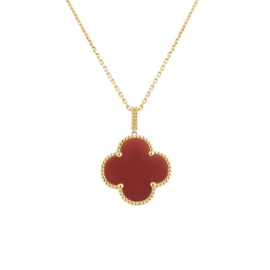 [⭐Veyra]CLOVER 25MM NECKLACE GOLD CARNELIAN