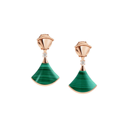 [⭐Veyra]DREAM MALACHITE PINK GOLD EARRINGS