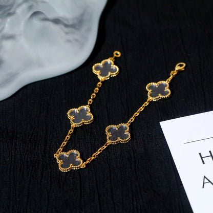 [⭐Veyra]CLOVER 5 MOTIF ROCK CRYSTAL BRACELET