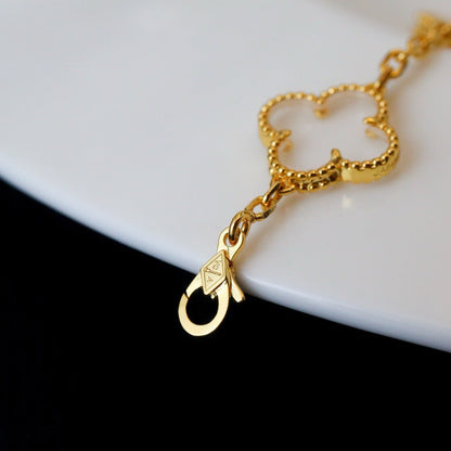 [⭐Veyra]CLOVER 5 MOTIF ROCK CRYSTAL BRACELET
