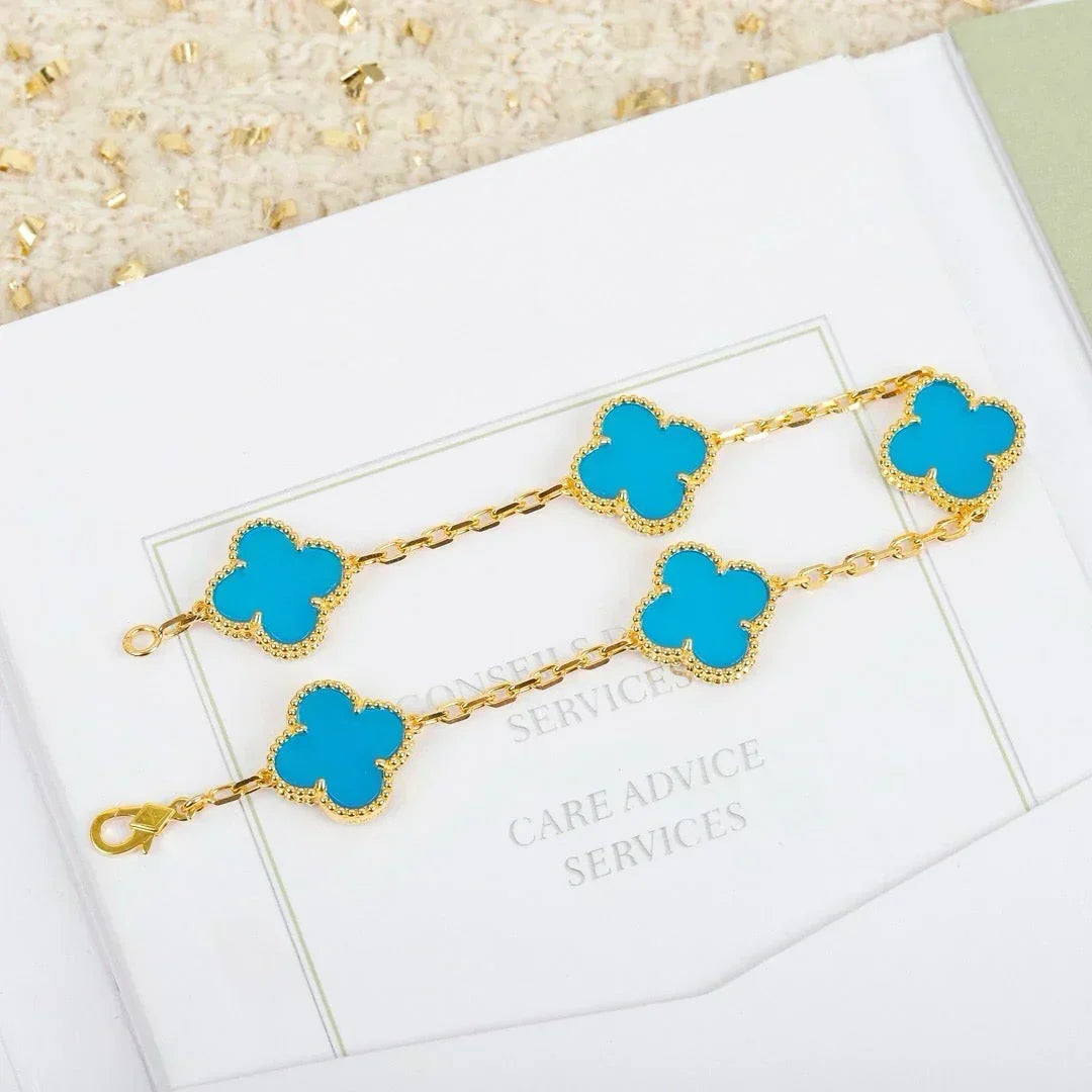 [⭐Veyra] CLOVER 5 MOTIF TURQUOISE BRACELET COLLECTION