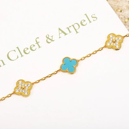[⭐Veyra] CLOVER 5 MOTIF TURQUOISE BRACELET COLLECTION