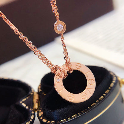 [⭐Veyra]LOVE NECKLACE 16MM 2 DIAMONDS