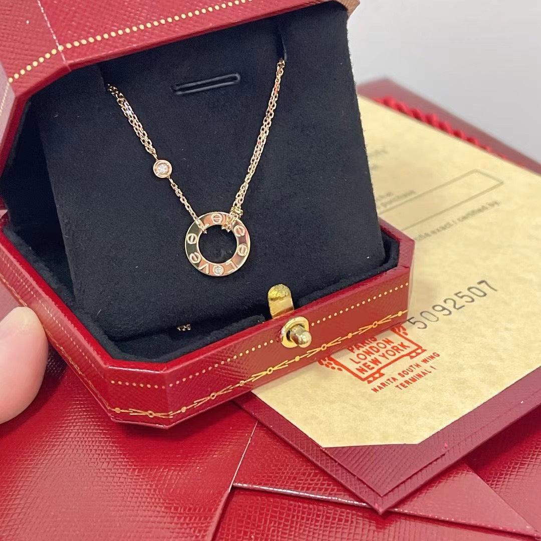 [⭐Veyra]LOVE NECKLACE 16MM 2 DIAMONDS