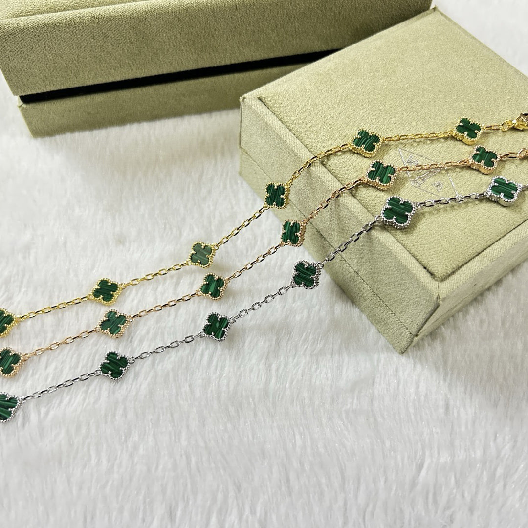 [⭐Veyra]CLOVER 6 MOTIF MALACHITE BRACELET