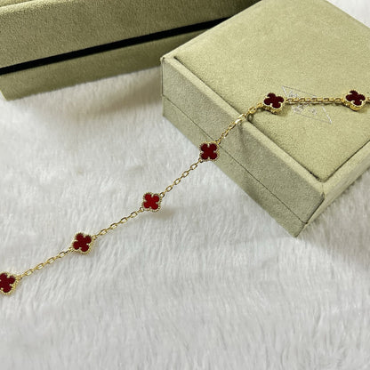 [⭐Veyra]CLOVER 6 MOTIF RED AGATE BRACELET