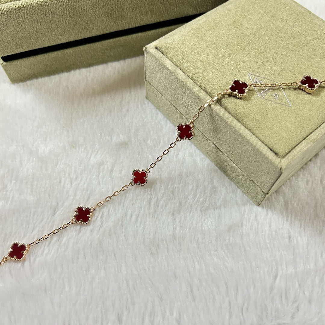 [⭐Veyra]CLOVER 6 MOTIF RED AGATE BRACELET