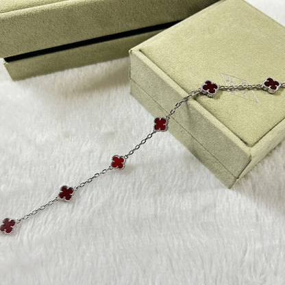 [⭐Veyra]CLOVER 6 MOTIF RED AGATE BRACELET