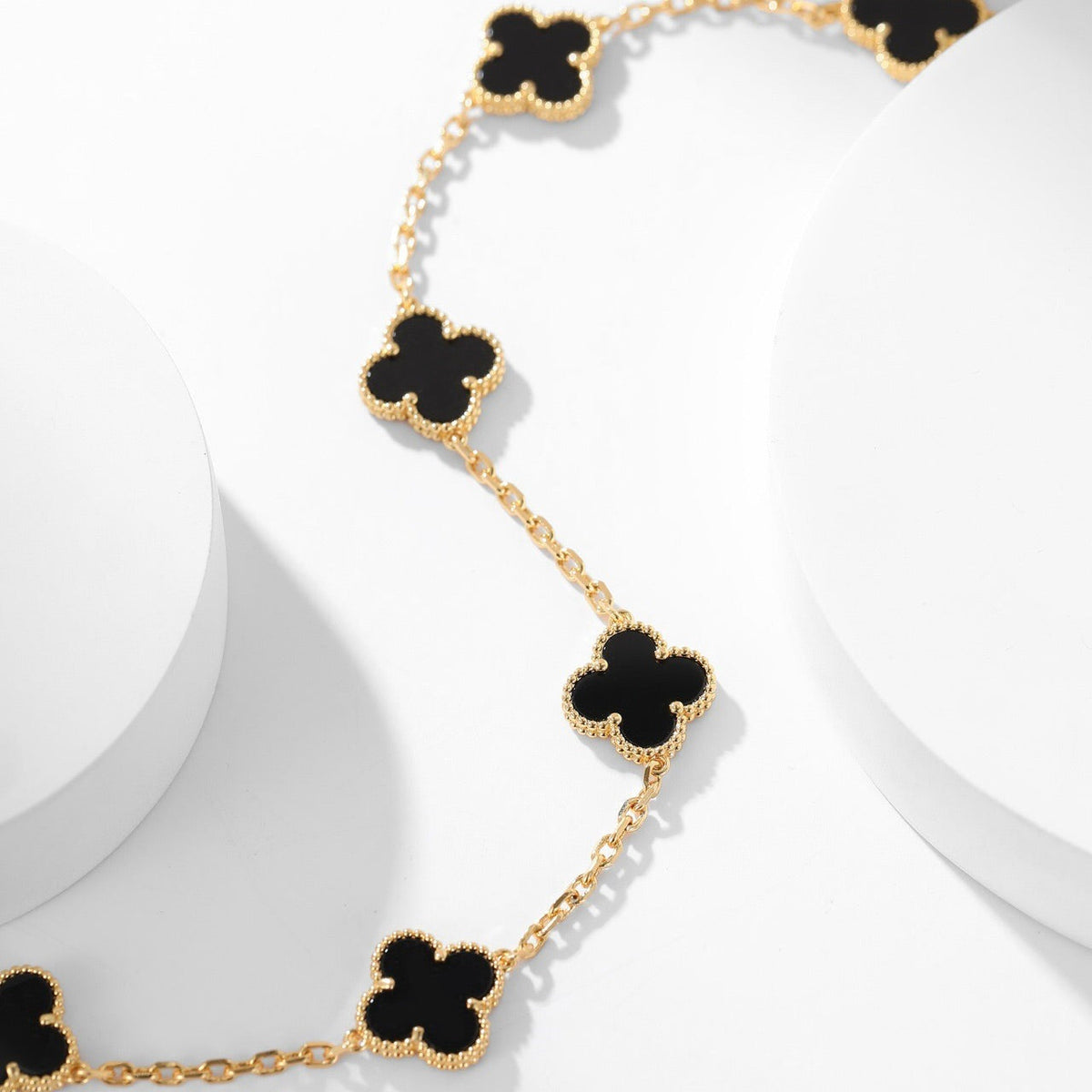 [⭐Veyra]CLOVER 10 MOTIFS ONYX NECKLACE