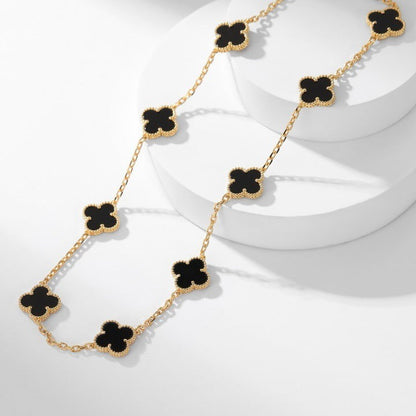 [⭐Veyra]CLOVER 10 MOTIFS ONYX NECKLACE