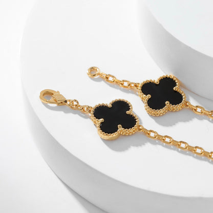 [⭐Veyra]CLOVER 10 MOTIFS ONYX NECKLACE