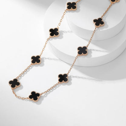 [⭐Veyra]CLOVER 10 MOTIFS ONYX NECKLACE
