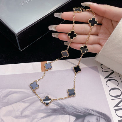 [⭐Veyra]CLOVER 10 MOTIFS ONYX NECKLACE