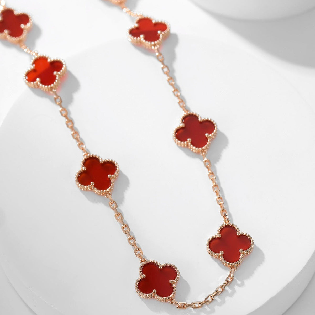 [⭐Veyra]CLOVER 10 MOTIFS CARNELIAN NECKLACE