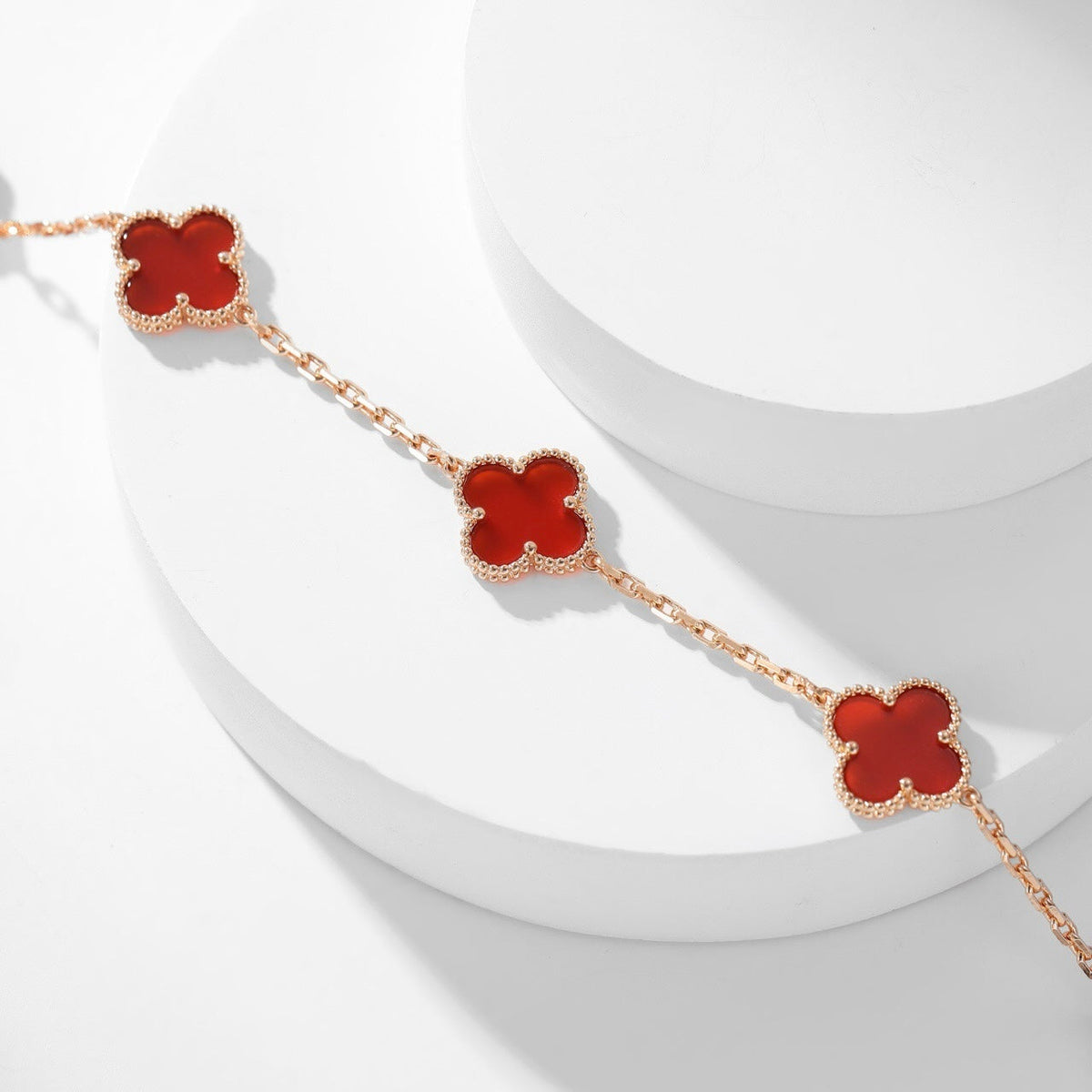 [⭐Veyra]CLOVER 10 MOTIFS CARNELIAN NECKLACE