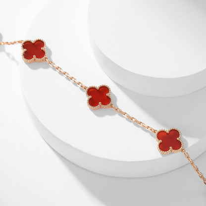 [⭐Veyra]CLOVER 10 MOTIFS CARNELIAN NECKLACE