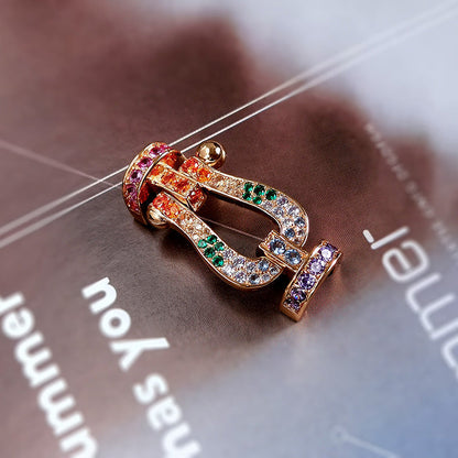 [⭐Veyra]FORCE LARGE HORSESHOE  COLORED DIAMOND BRACELET ROSE GOLD