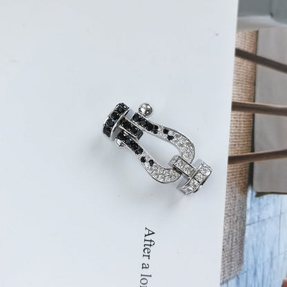 [⭐Veyra]FORCE LARGE HORSESHOE BLACK WHITE DIAMOND BRACELET ROSE GOLD