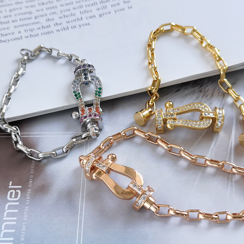[⭐Veyra]FORCE LARGE HORSESHOE CLASP  METAL BRACELET