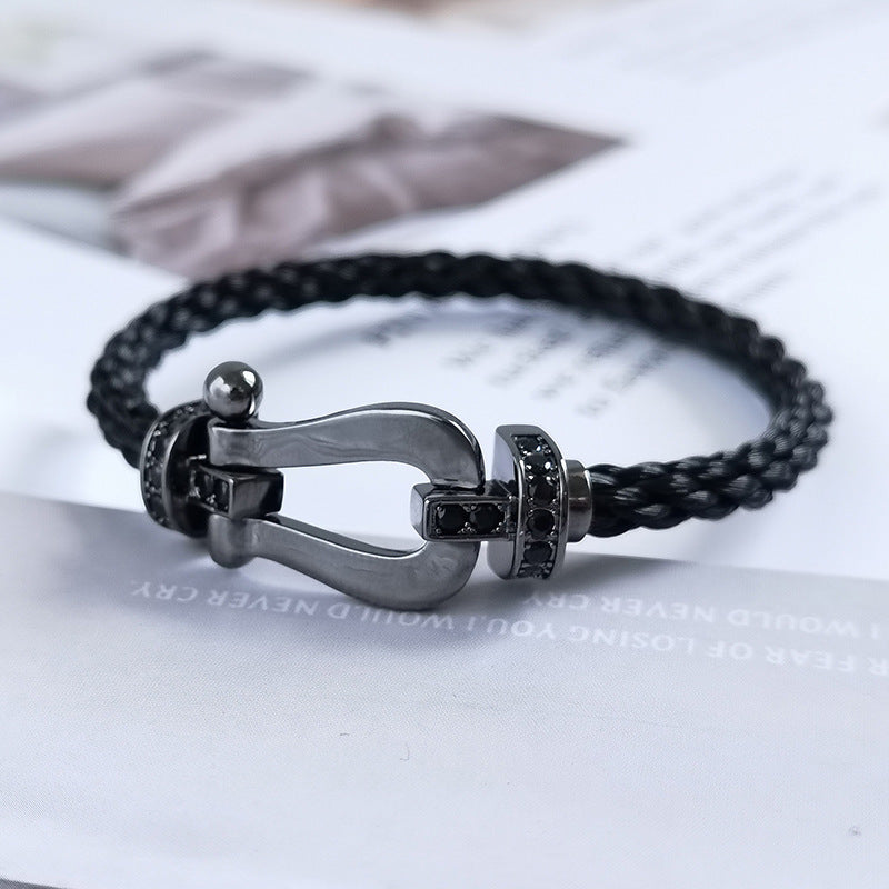 [⭐Veyra]FORCE LARGE SERIES HORSESHOE BLACK SAMURAI BRACELET