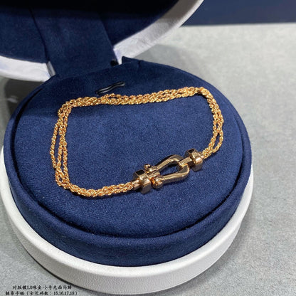 [⭐Veyra]FORCE SMALL HORSESHOE  DIAMOND CHAIN ROPE BRACELET