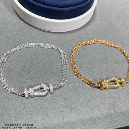 [⭐Veyra]FORCE SMALL HORSESHOE  DIAMOND CHAIN ROPE BRACELET