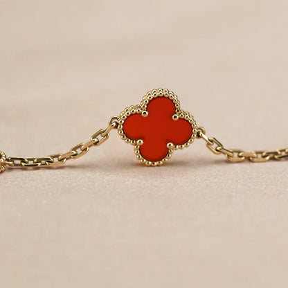 [⭐Veyra] CLOVER 5 MOTIF RED CORNELIAN BRACELET COLLECTION