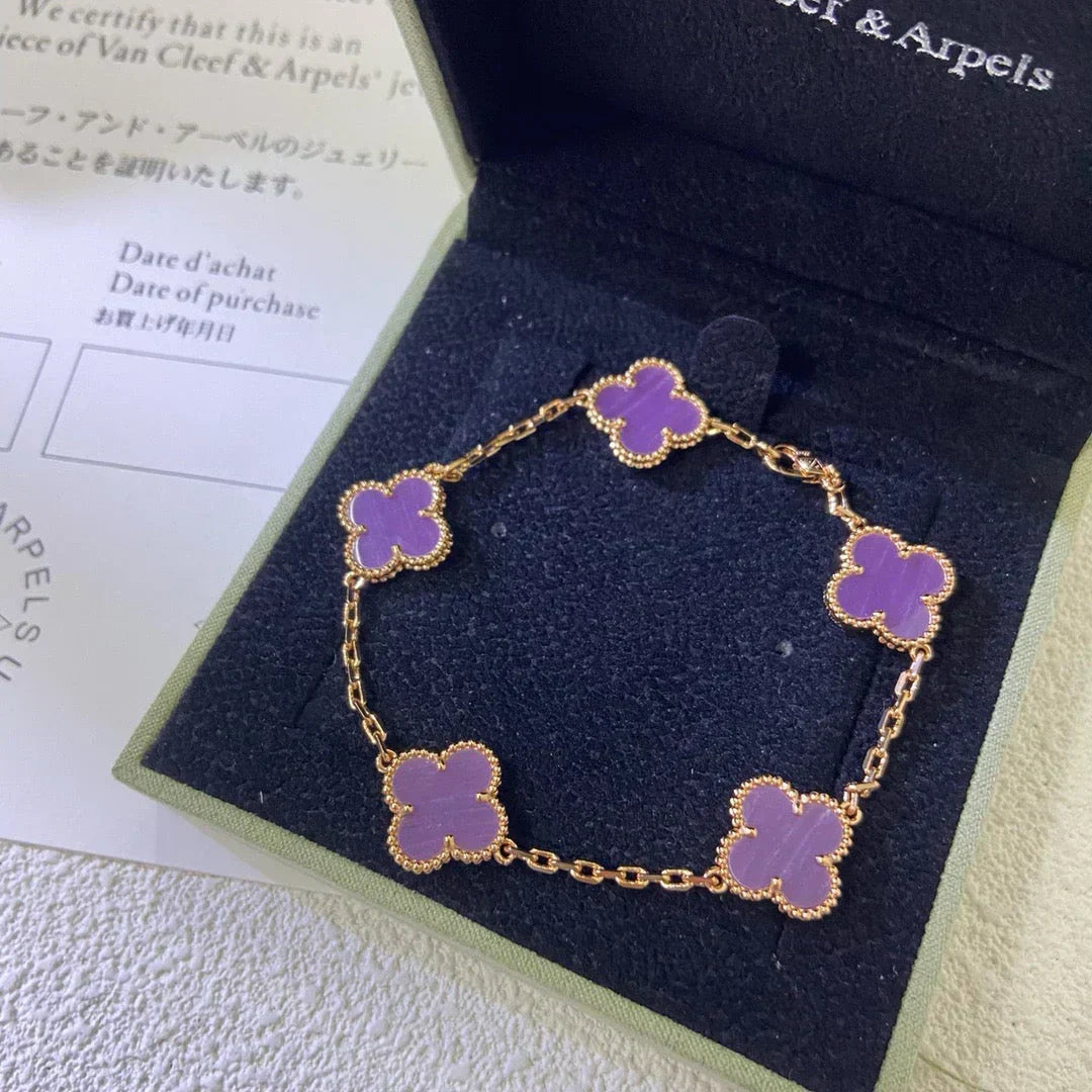 [⭐Veyra] CLOVER 5 MOTIF VIOLET BRACELET COLLECTION