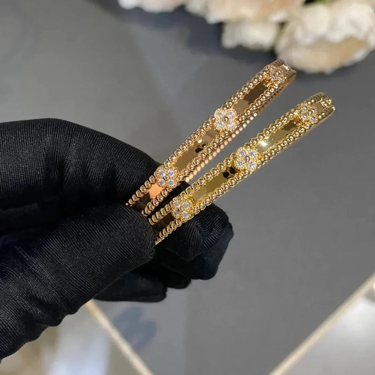 [⭐Veyra]CLOVER BRACELET 4MM DIAMONDS