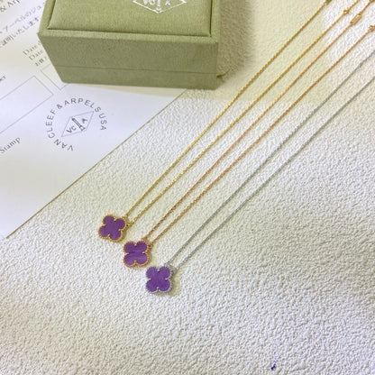 [⭐Veyra Jewelry]CLOVER 15MM  PURPLE VIOLET NECKLACE