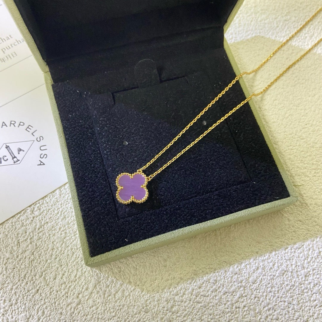 [⭐Veyra Jewelry]CLOVER 15MM  PURPLE VIOLET NECKLACE