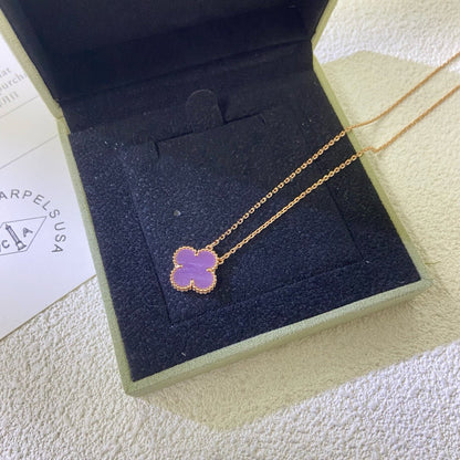 [⭐Veyra Jewelry]CLOVER 15MM  PURPLE VIOLET NECKLACE