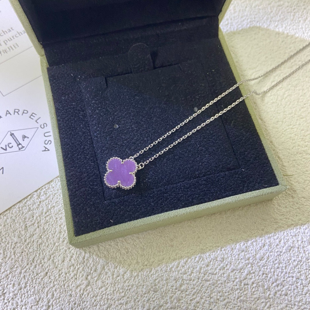 [⭐Veyra Jewelry]CLOVER 15MM  PURPLE VIOLET NECKLACE