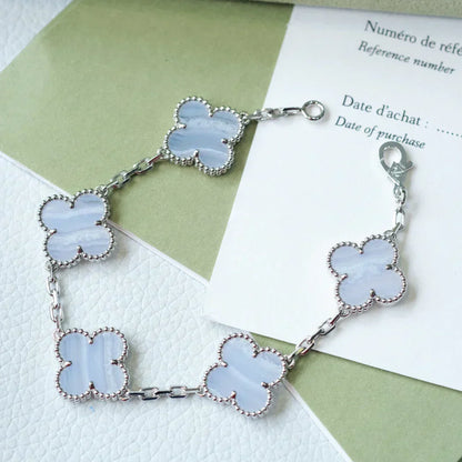 [⭐Veyra] CLOVER 5 MOTIF PURPLE CHALCEDONY BRACELET COLLECTION