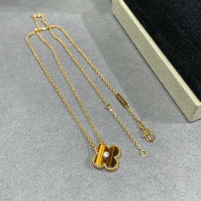 [⭐Veyra]CLOVER 15MM DIAMOND AND YELLOW TIGER'S EYE AGATE necklace