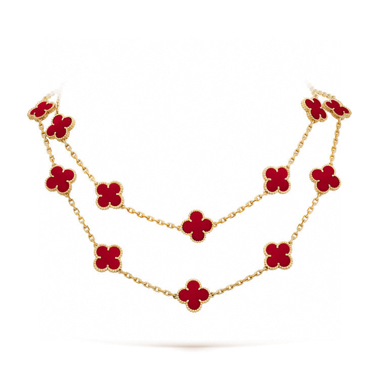 [⭐Veyra]CLOVER 20 MOTIFS CARNELIAN NECKLACE
