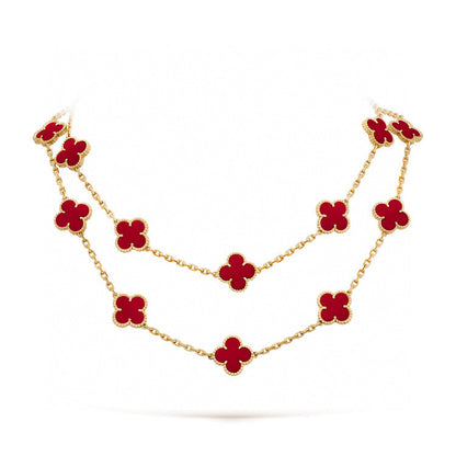 [⭐Veyra]CLOVER 20 MOTIFS CARNELIAN NECKLACE
