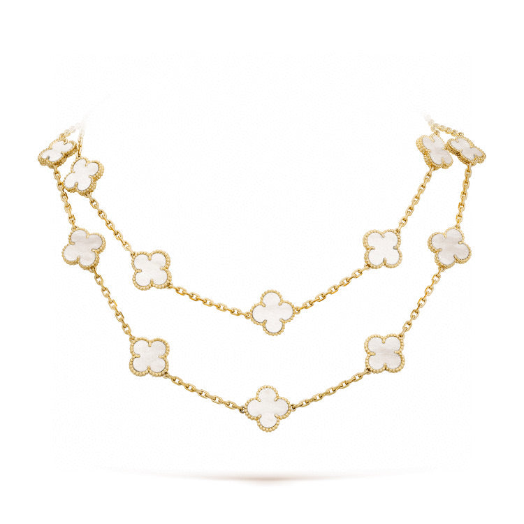 [⭐Veyra]CLOVER 20 MOTIFS WHITE MOP NECKLACE