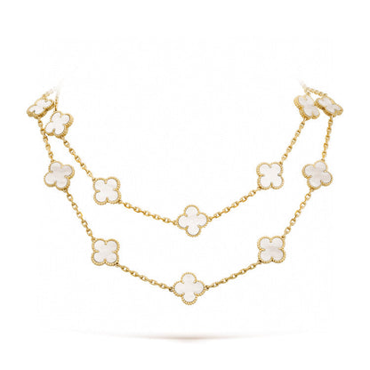 [⭐Veyra]CLOVER 20 MOTIFS WHITE MOP NECKLACE